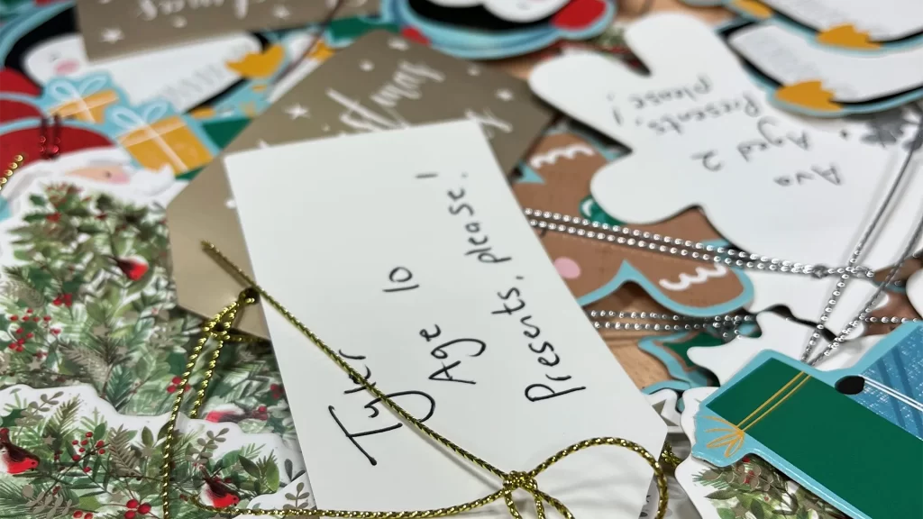 Close up of a Christmas Gift Tag