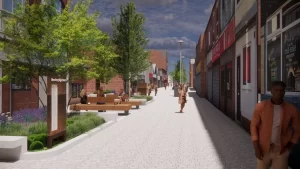 CGI image of New Ferry high street